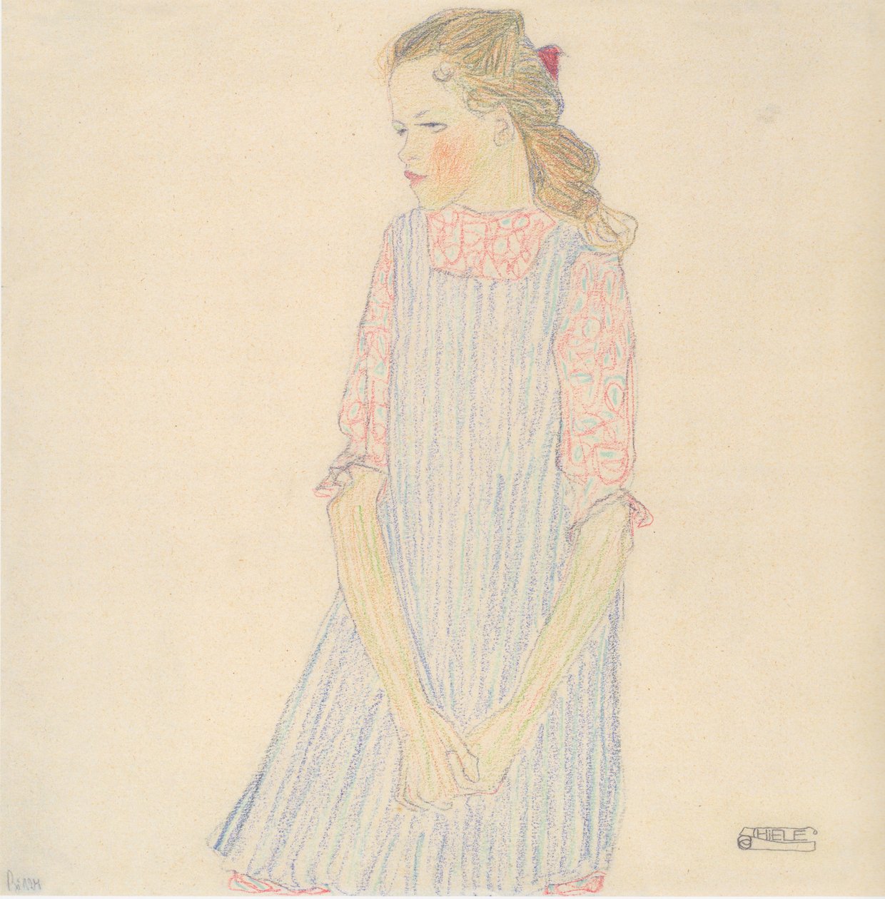 Menina com malha vermelha de Egon Schiele