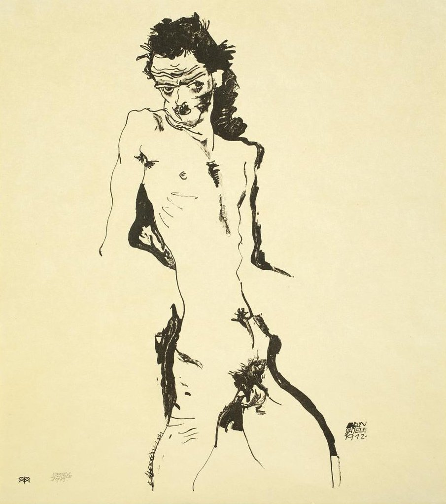 Ato masculino (auto-retrato) de Egon Schiele