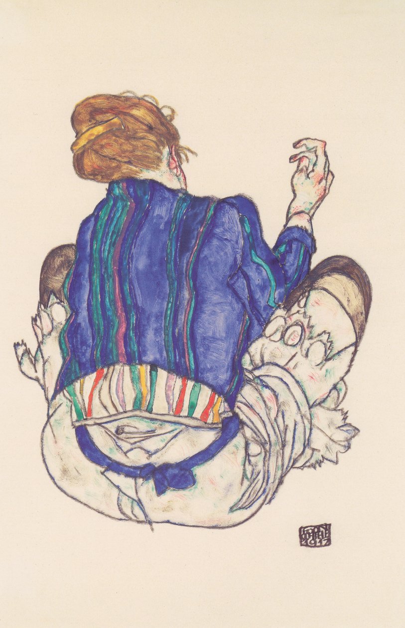 Vista traseira, de, um, sentando, mulher de Egon Schiele