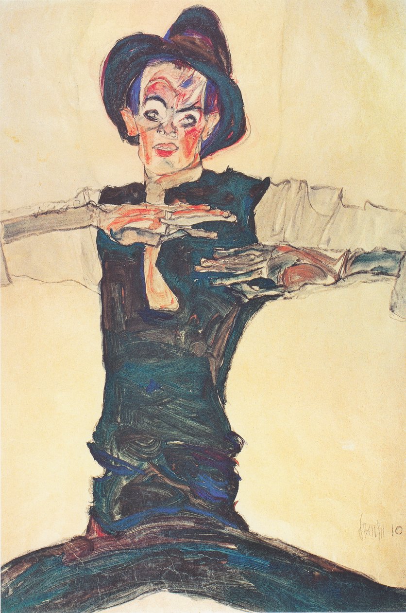 Auto-retrato com chapéu marrom de Egon Schiele
