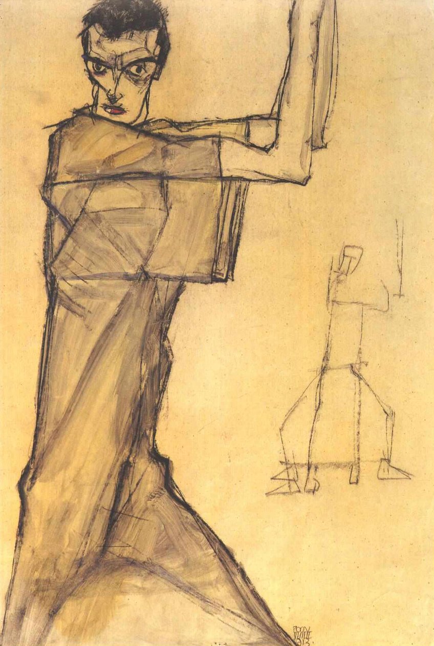 Auto-retrato com braços levantados de Egon Schiele