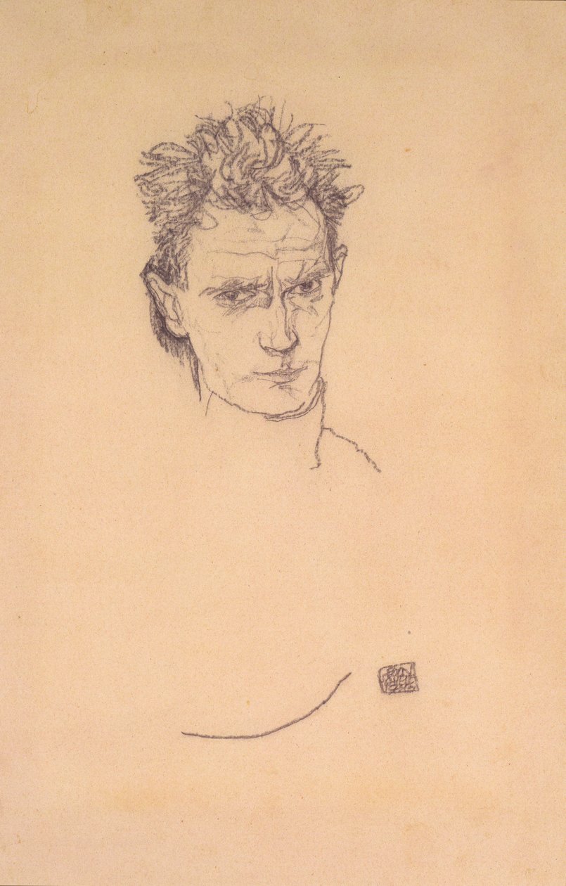 Selfportrait em uniforme de Egon Schiele