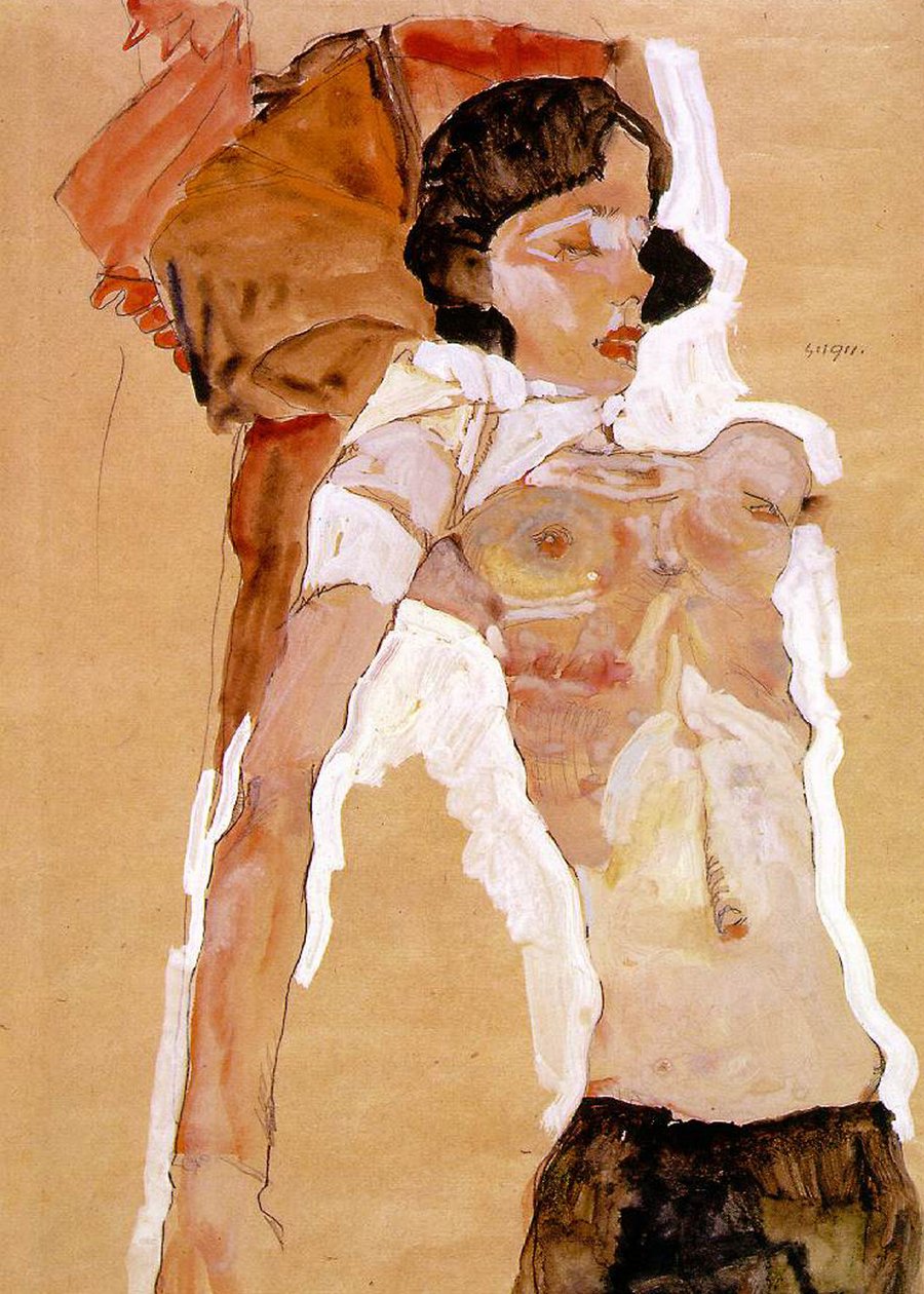 Reclinação semi-nua de Egon Schiele