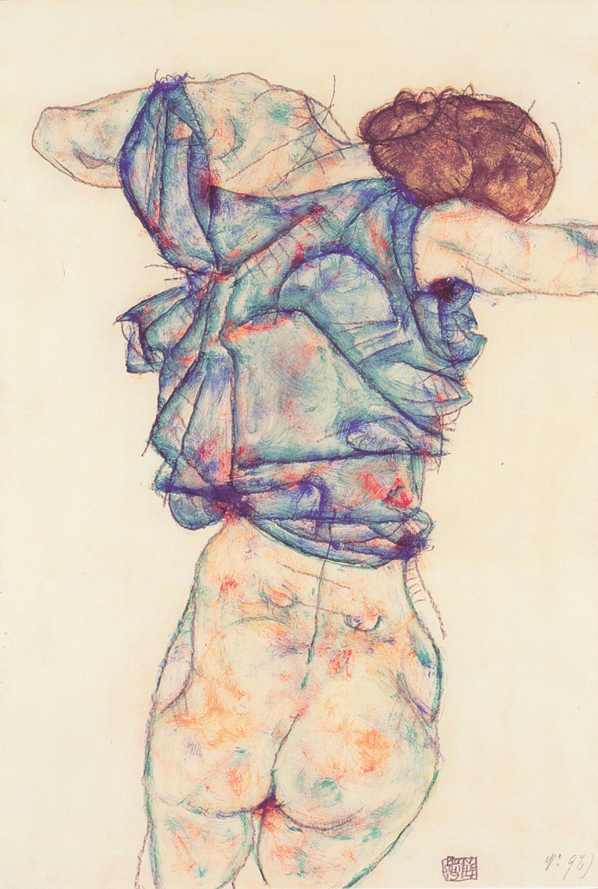 Mulher, despindo de Egon Schiele