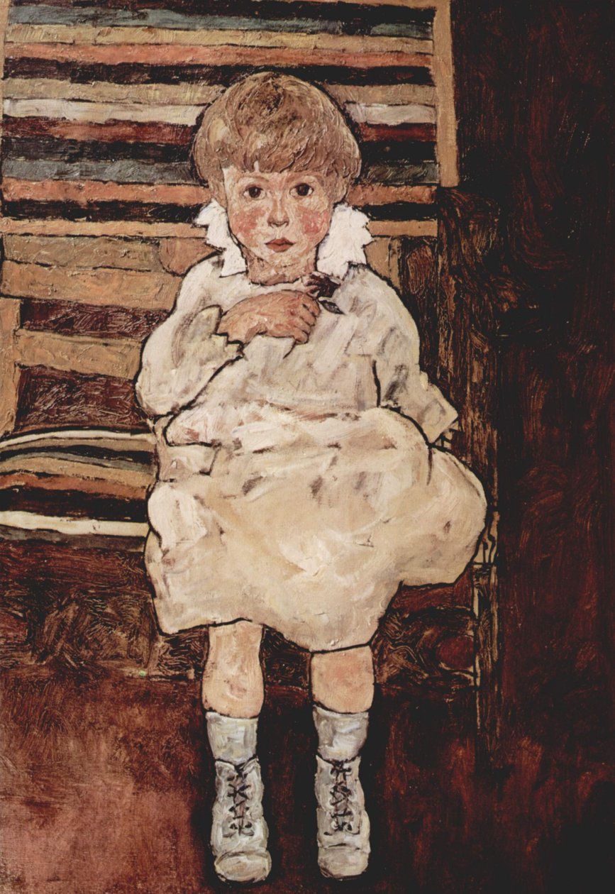 Criança sentada de Egon Schiele