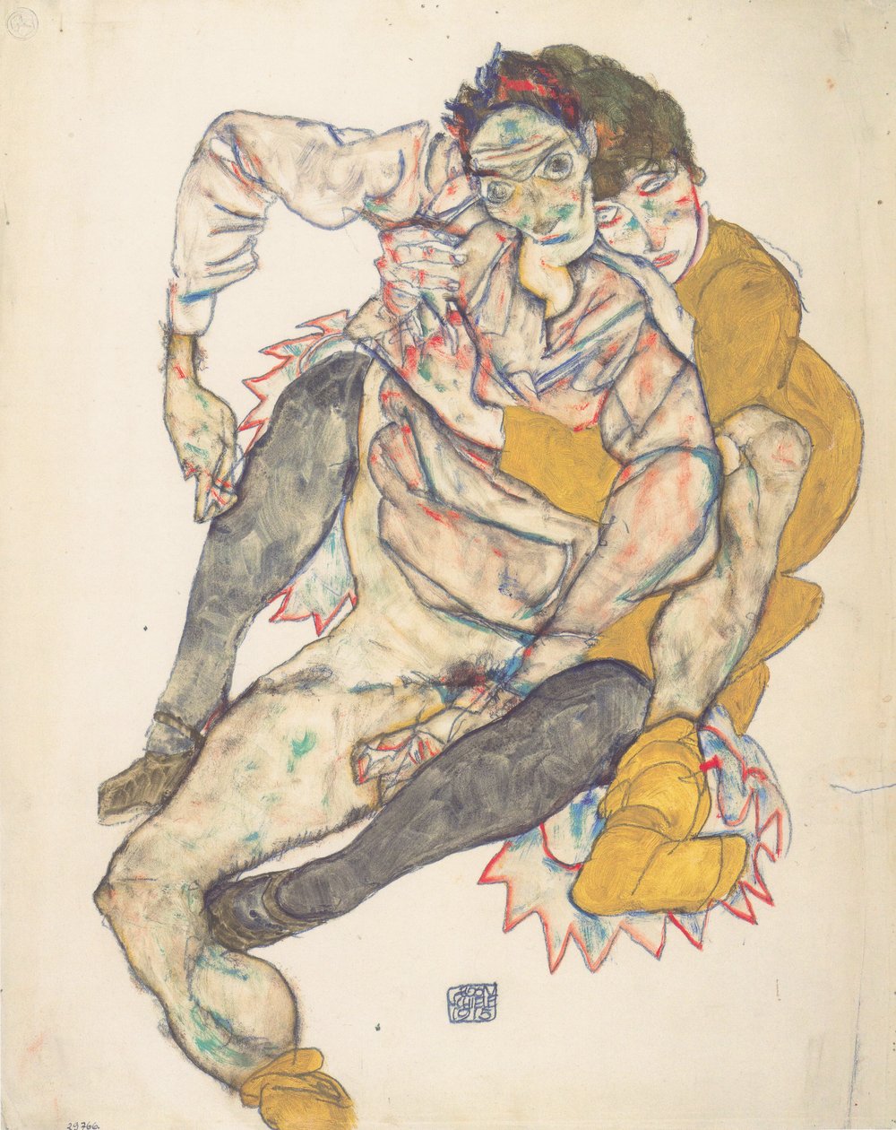 Par sentado de Egon Schiele