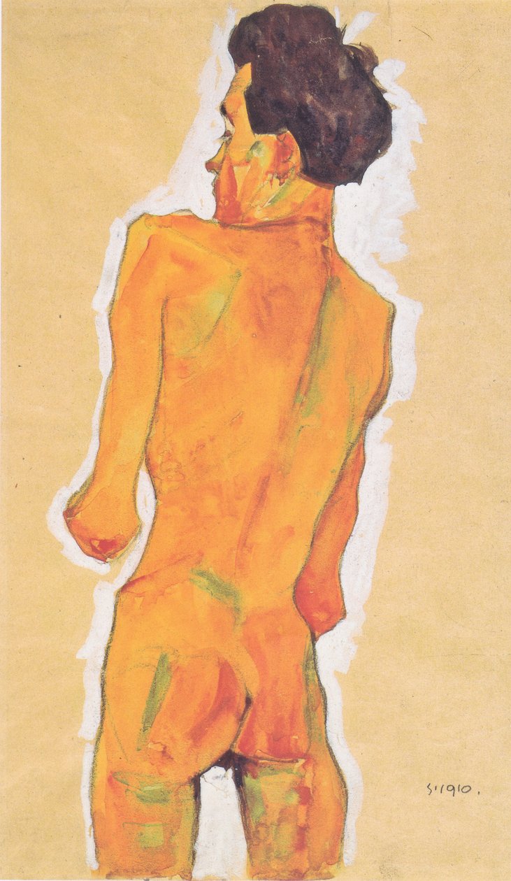 Ato de costas masculino de Egon Schiele