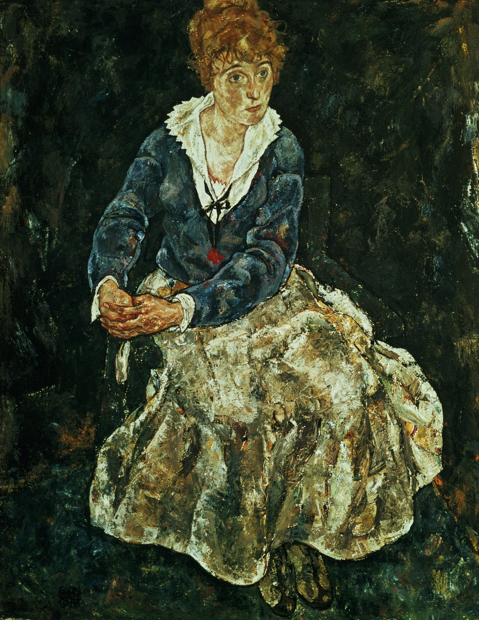 A esposa do artista sentada, c.1912 de Egon Schiele