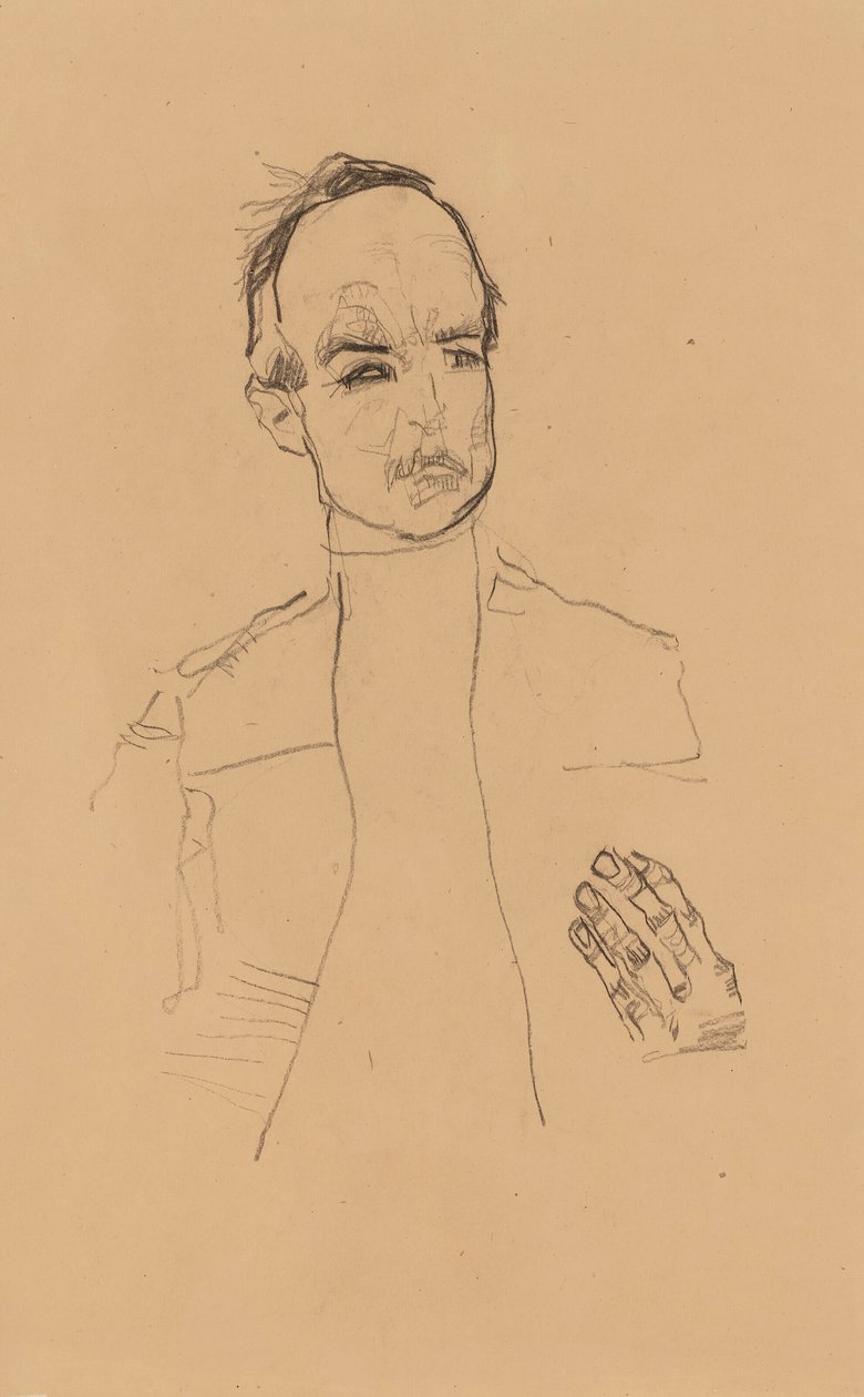 2022 NYR 20682 0724 001(egon schiele sentado rapaz com as mãos cruzadas estudo de retrato dr oska011034) de Egon Schiele