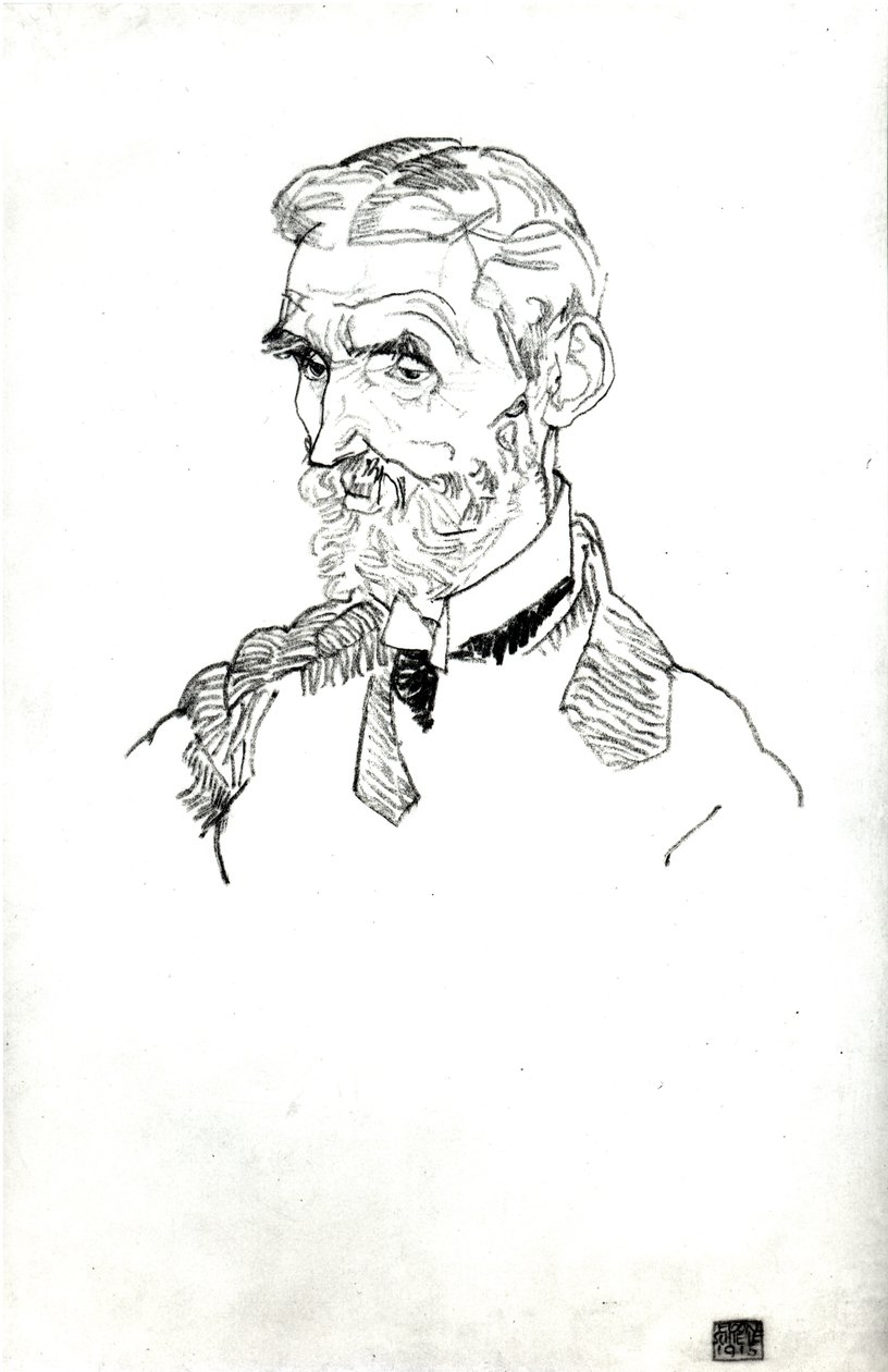 Um retrato do sogro do artista, Johann Harms, 1915 de Egon Schiele