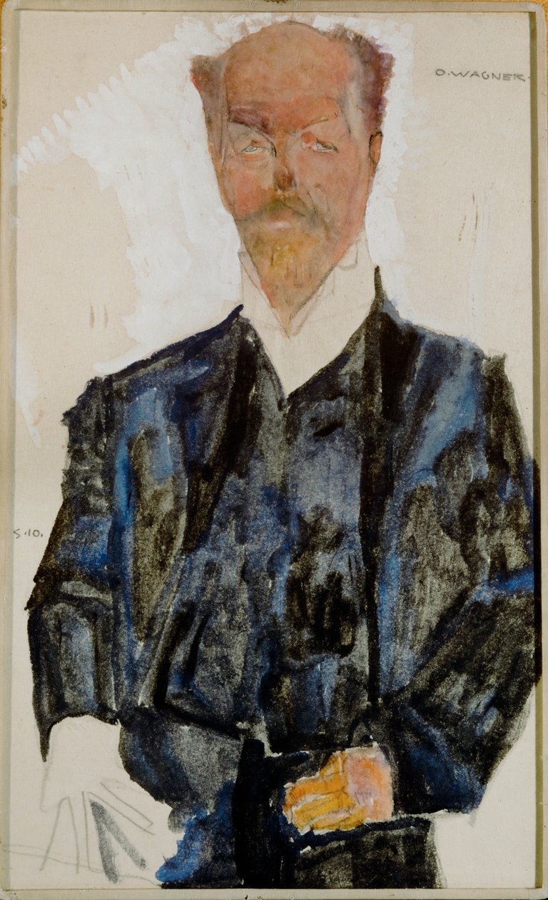 Bildnis Otto Wagner Aguarela e lápis com aguarela branca ... (aguarela e lápis) de Egon Schiele