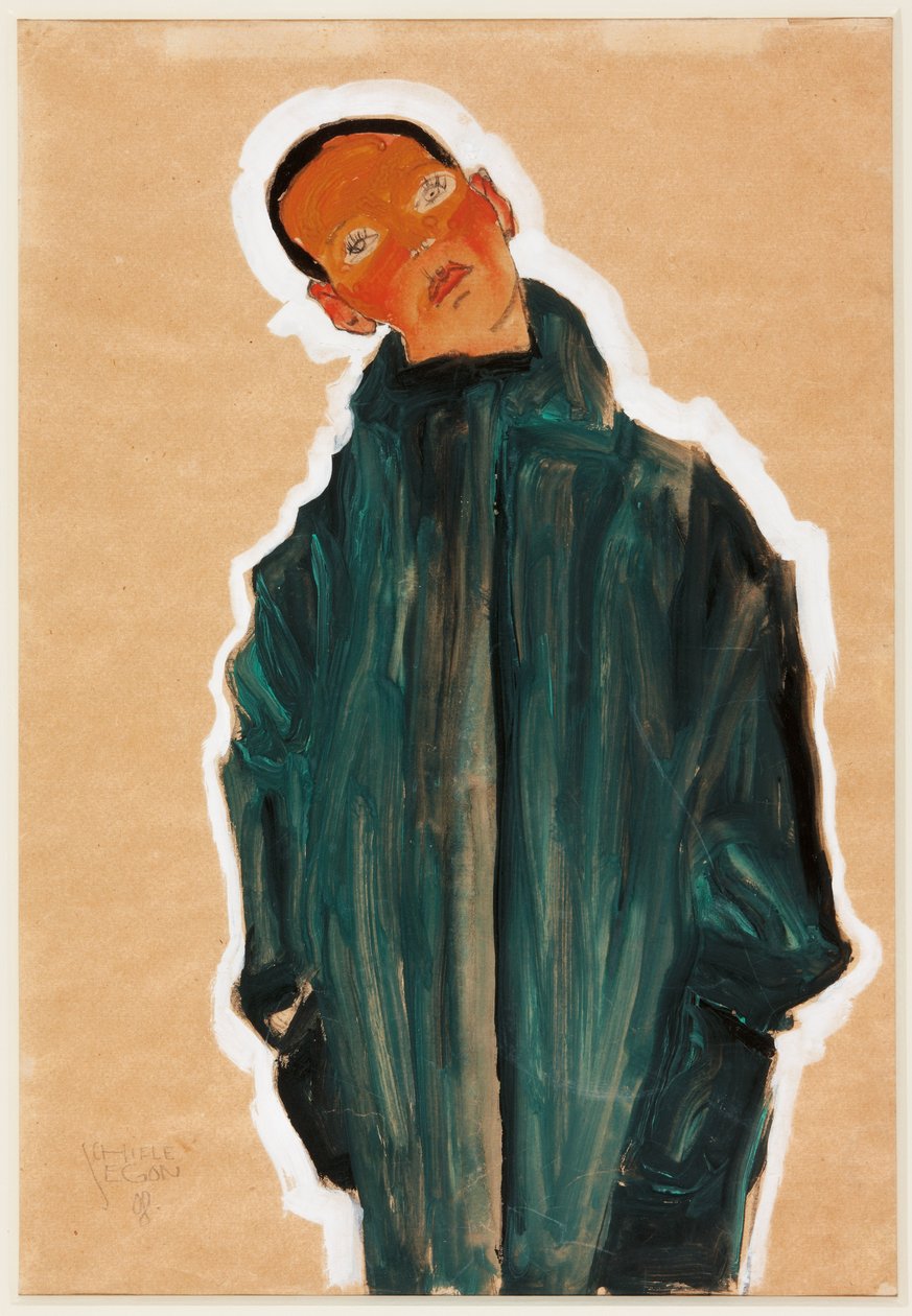 Menino de Casaco Verde, 1910 de Egon Schiele