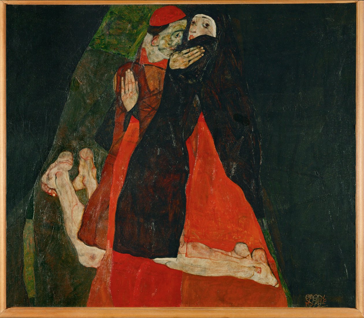 Cardeal e freira, carícia (óleo sobre tela) de Egon Schiele