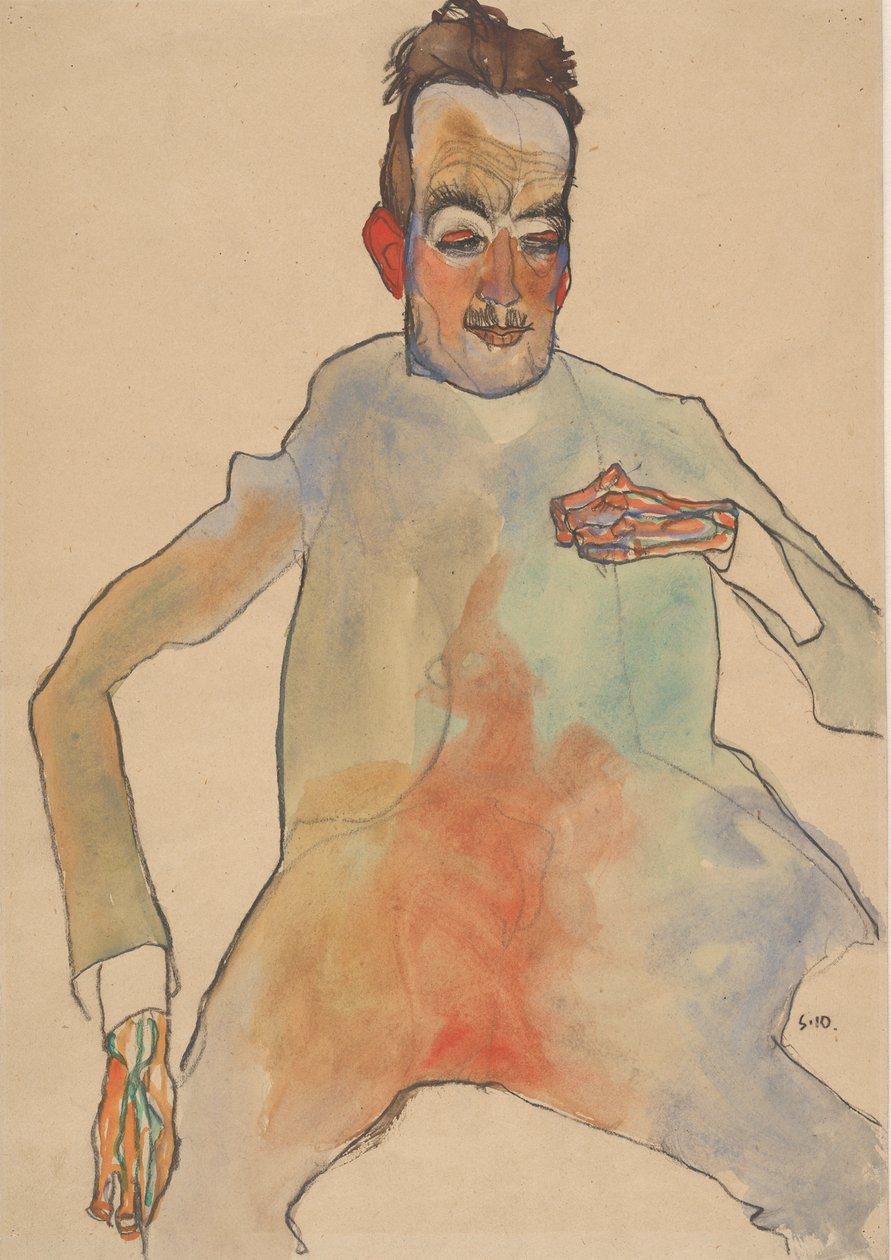 Violoncelista, 1910. de Egon Schiele
