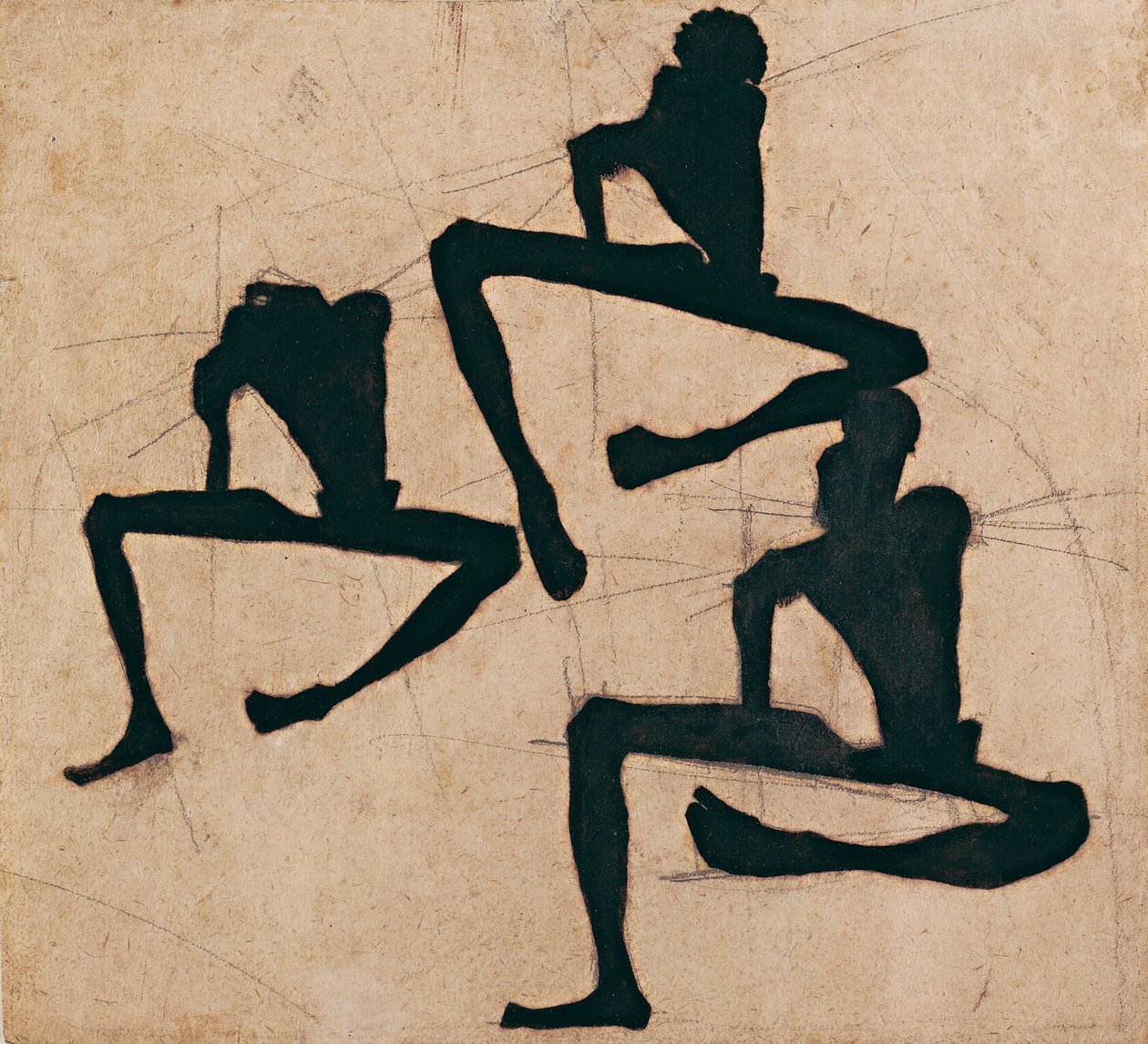 Composição com três nus masculinos, 1910 de Egon Schiele