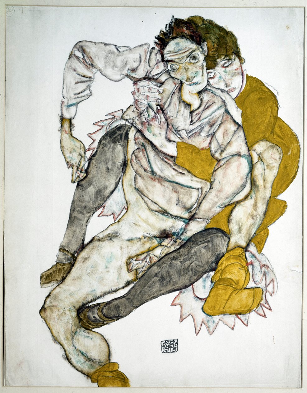 Casal sentado. Desenho por Egon Schiele de Egon Schiele