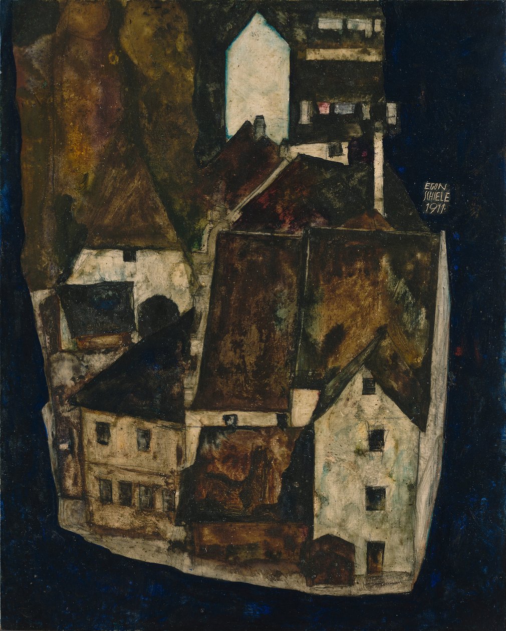 Cidade morta III Cidade no rio azul III, 1911 de Egon Schiele