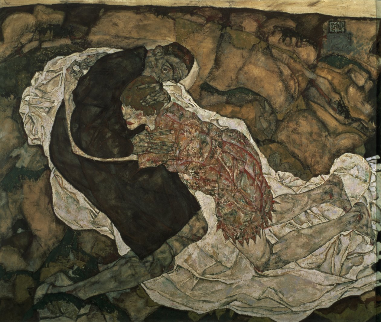 Morte e a Donzela (homem e menina) de Egon Schiele