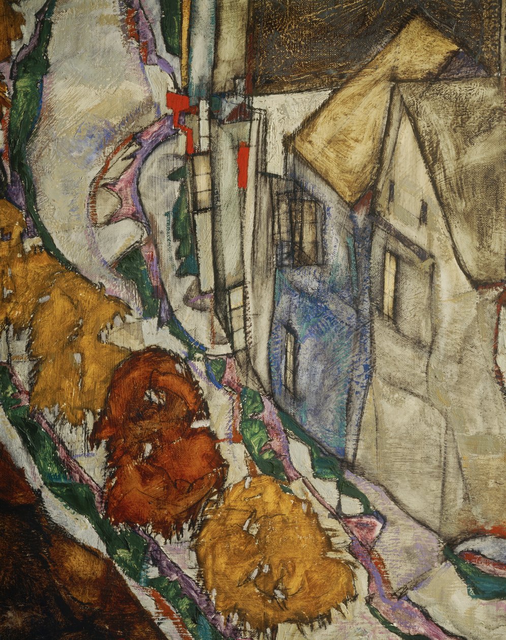 O arco das casas II ... (óleo sobre tela) de Egon Schiele