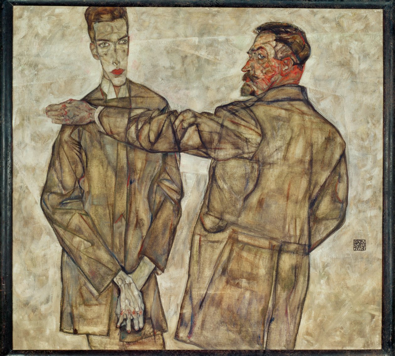 Retrato duplo do inspetor central ... (pintura sobre tela) de Egon Schiele