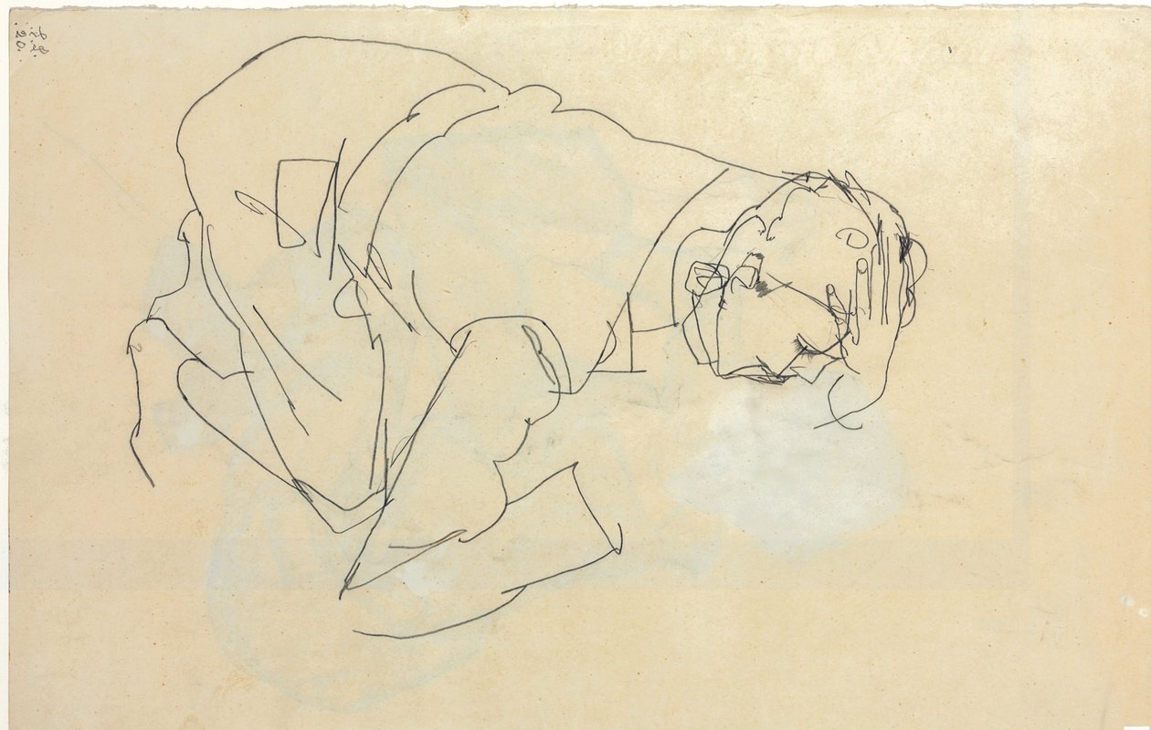 Erich Lederer de perfil, cabeça a cabeça, 1912 de Egon Schiele