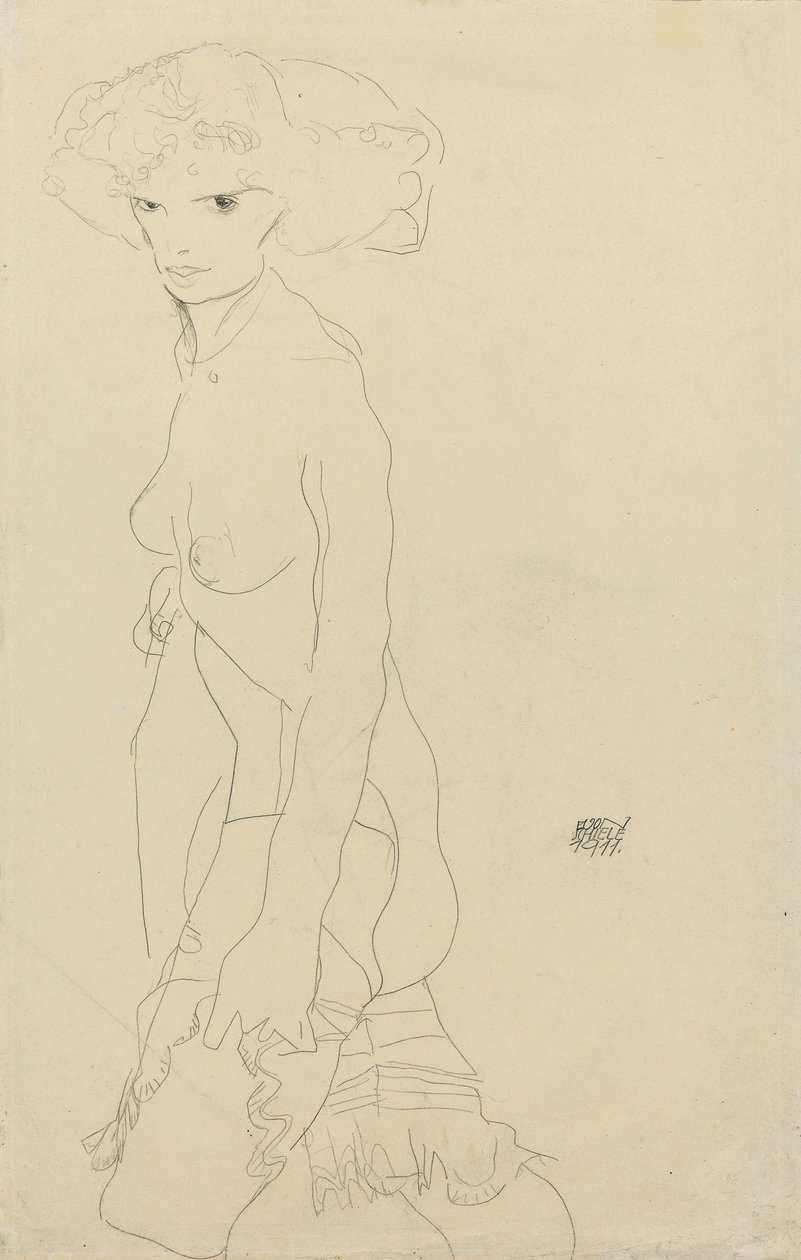 Nu feminino; Madchenakt, 1911 de Egon Schiele