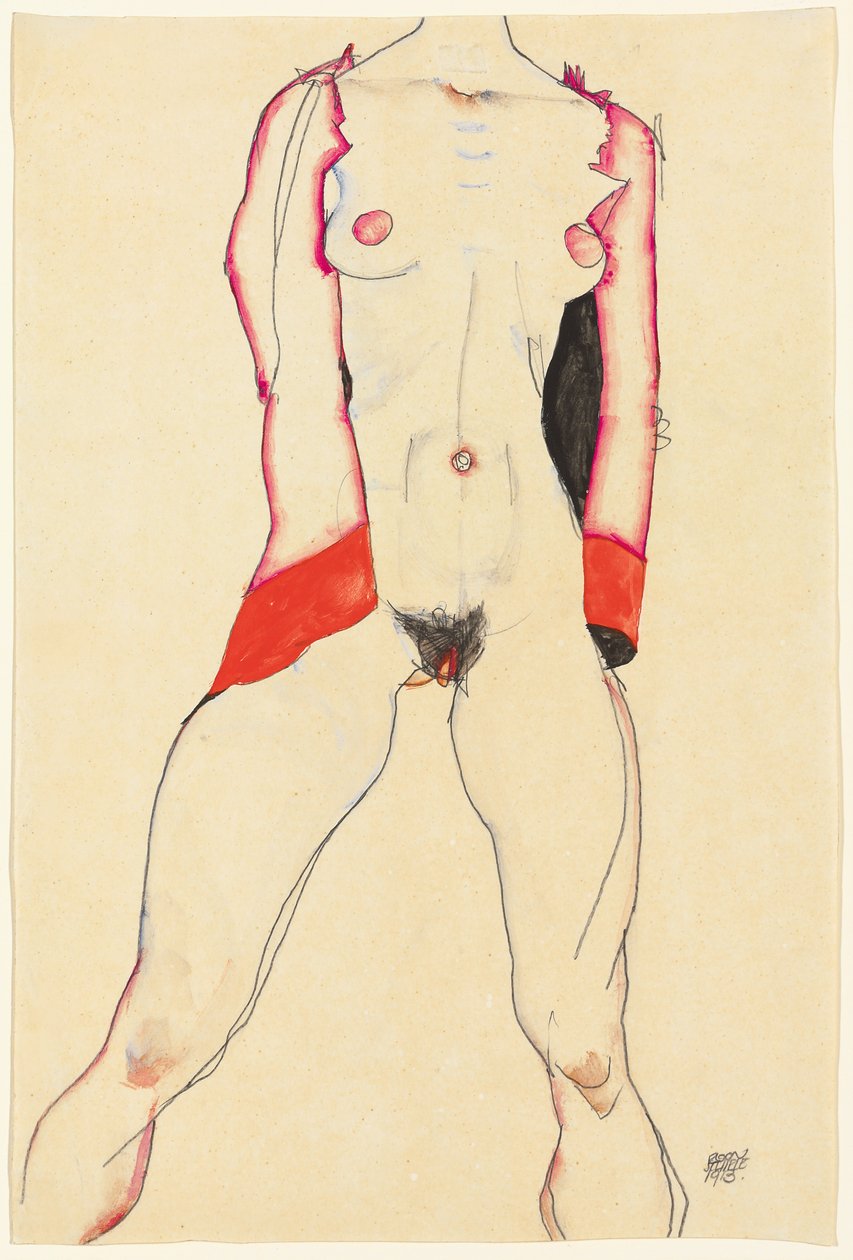 Torso feminino; Torso feminino, 1913 de Egon Schiele