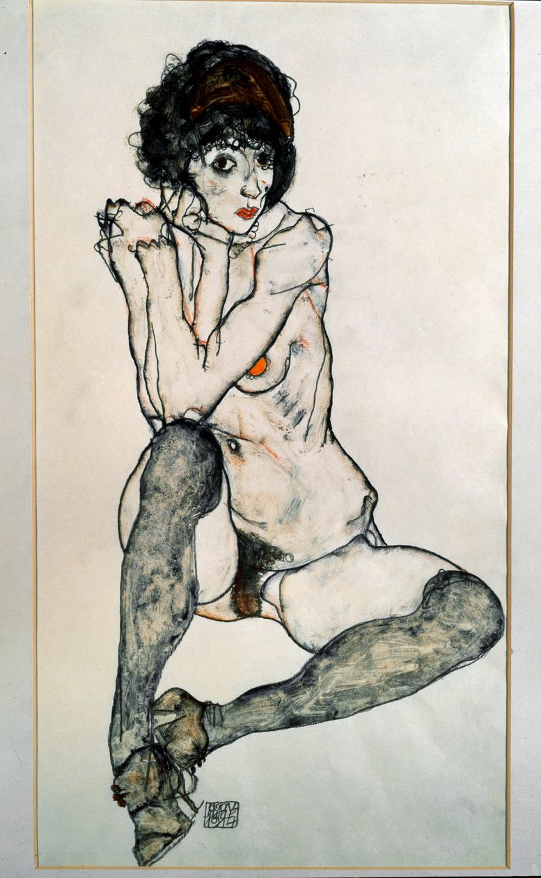 Fêmea nua sentada. Desenho por Egon Schiele de Egon Schiele