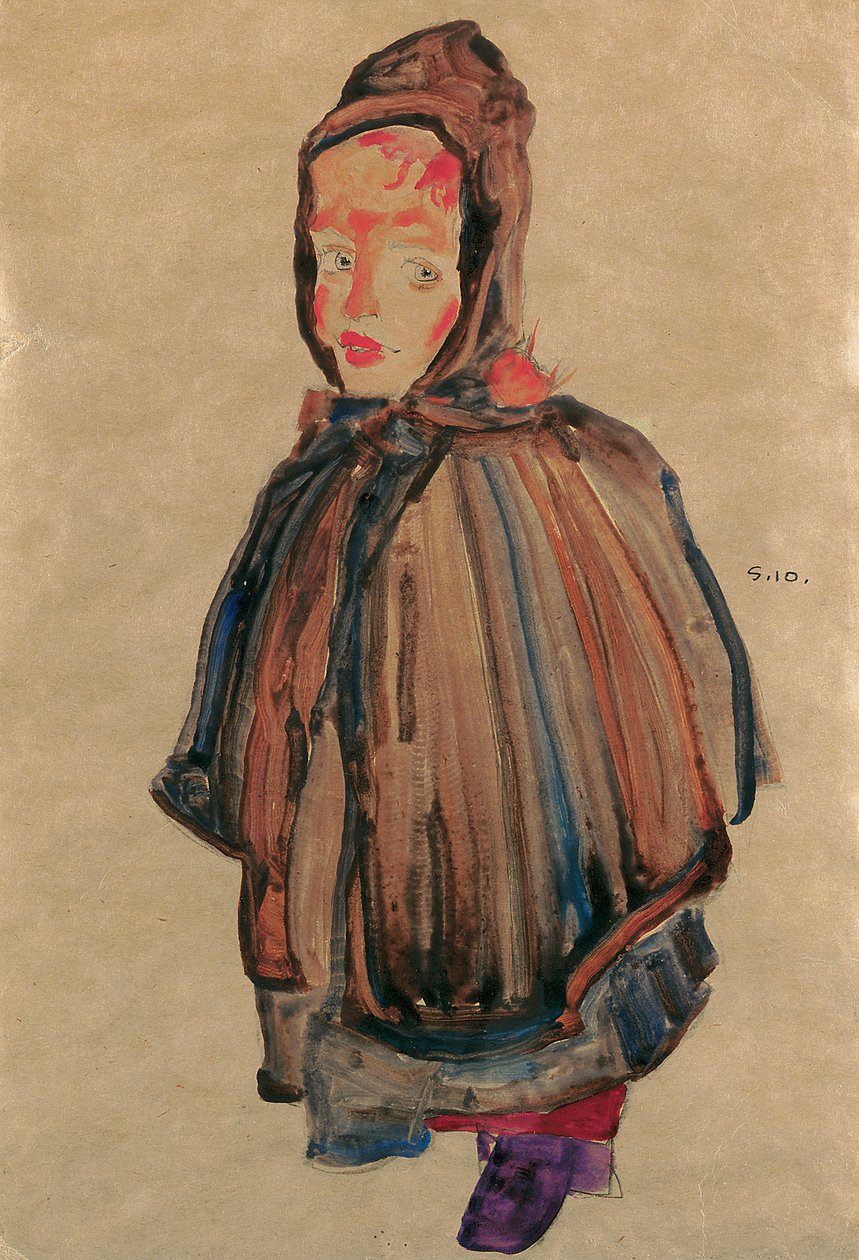 Menina com capuz, 1910 de Egon Schiele