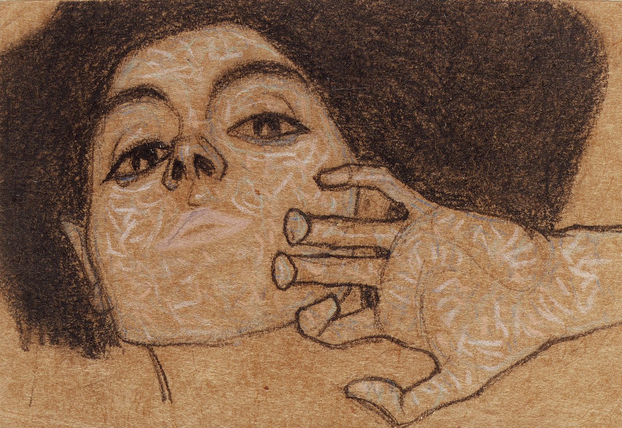 Cabeça de uma mulher, c.1907-8 de Egon Schiele