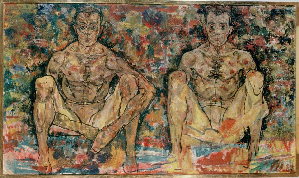 Casal masculino de cócoras ... de Egon Schiele