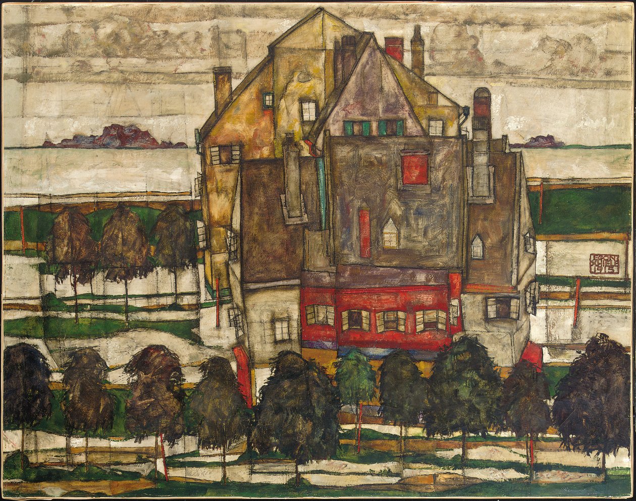 Casas individuais (casas com montanhas) de Egon Schiele