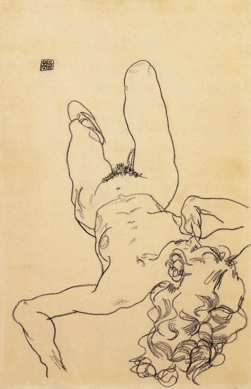 Ajoelhado nu feminino, 1917 de Egon Schiele