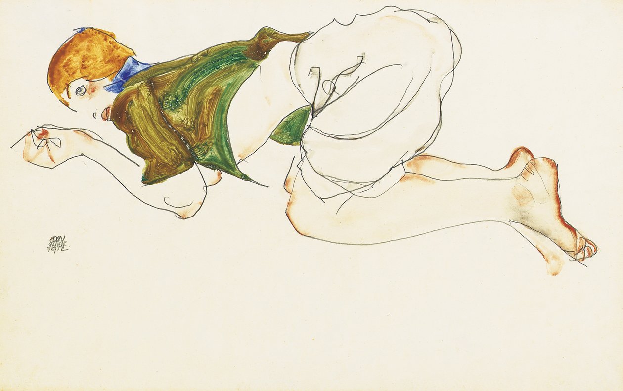 Mulher ajoelhada, 1912 de Egon Schiele