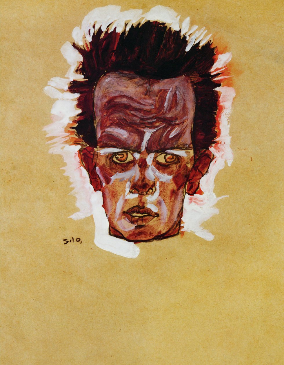 Kopf (guache, aguarela e carvão) de Egon Schiele