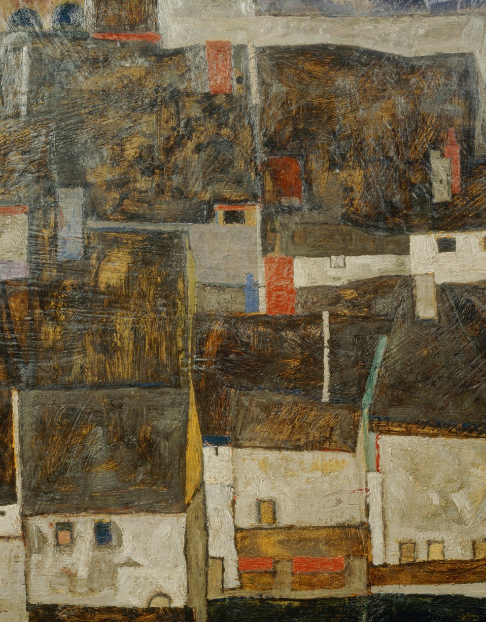 Krumau e der Moldau Krumau no rio Vltava, República Checa ... (óleo sobre tela) de Egon Schiele