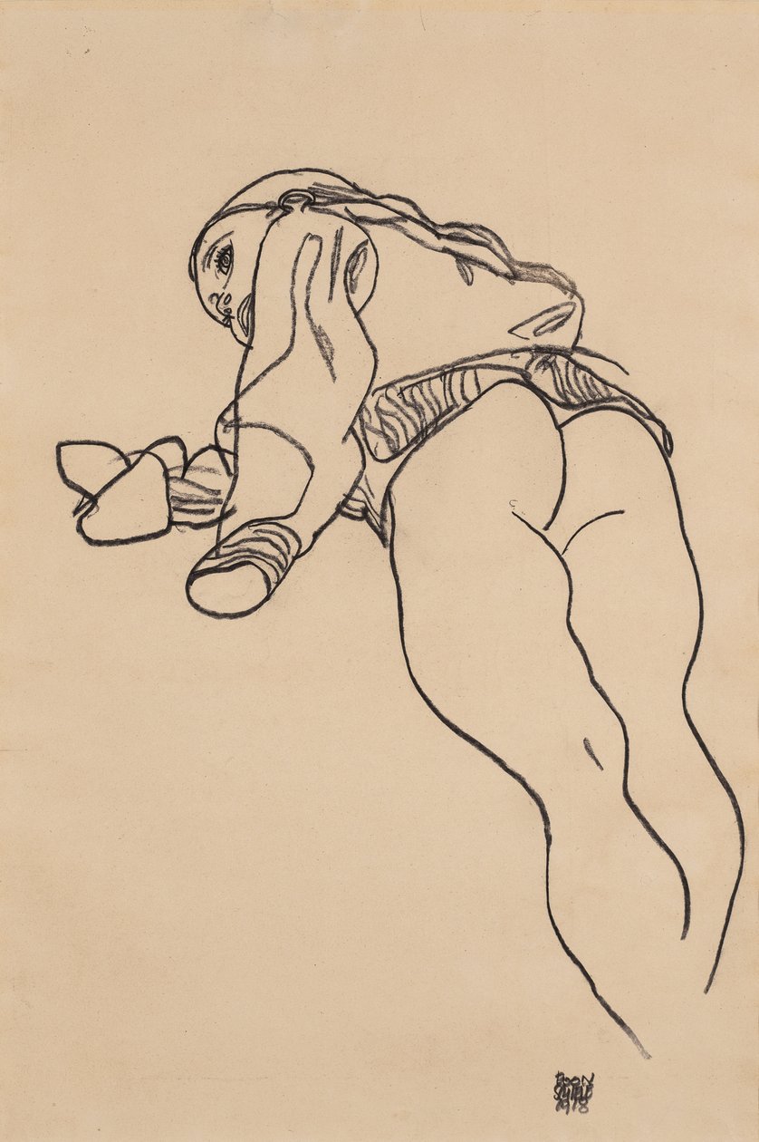 Deitado; Reclinado, 1918 de Egon Schiele