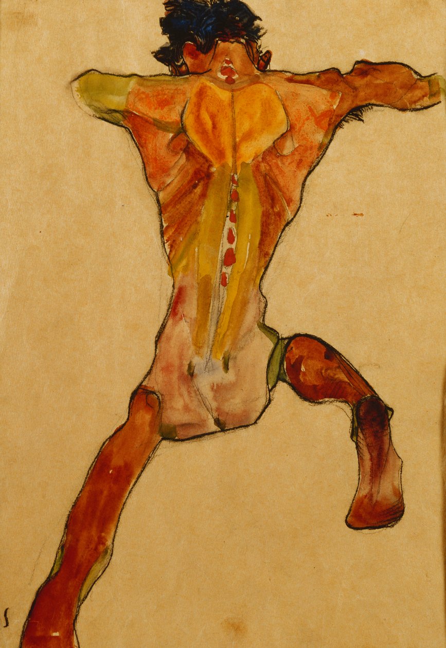 Nu masculino visto de Back; Mannlicher Ruckenakt, 1910 de Egon Schiele