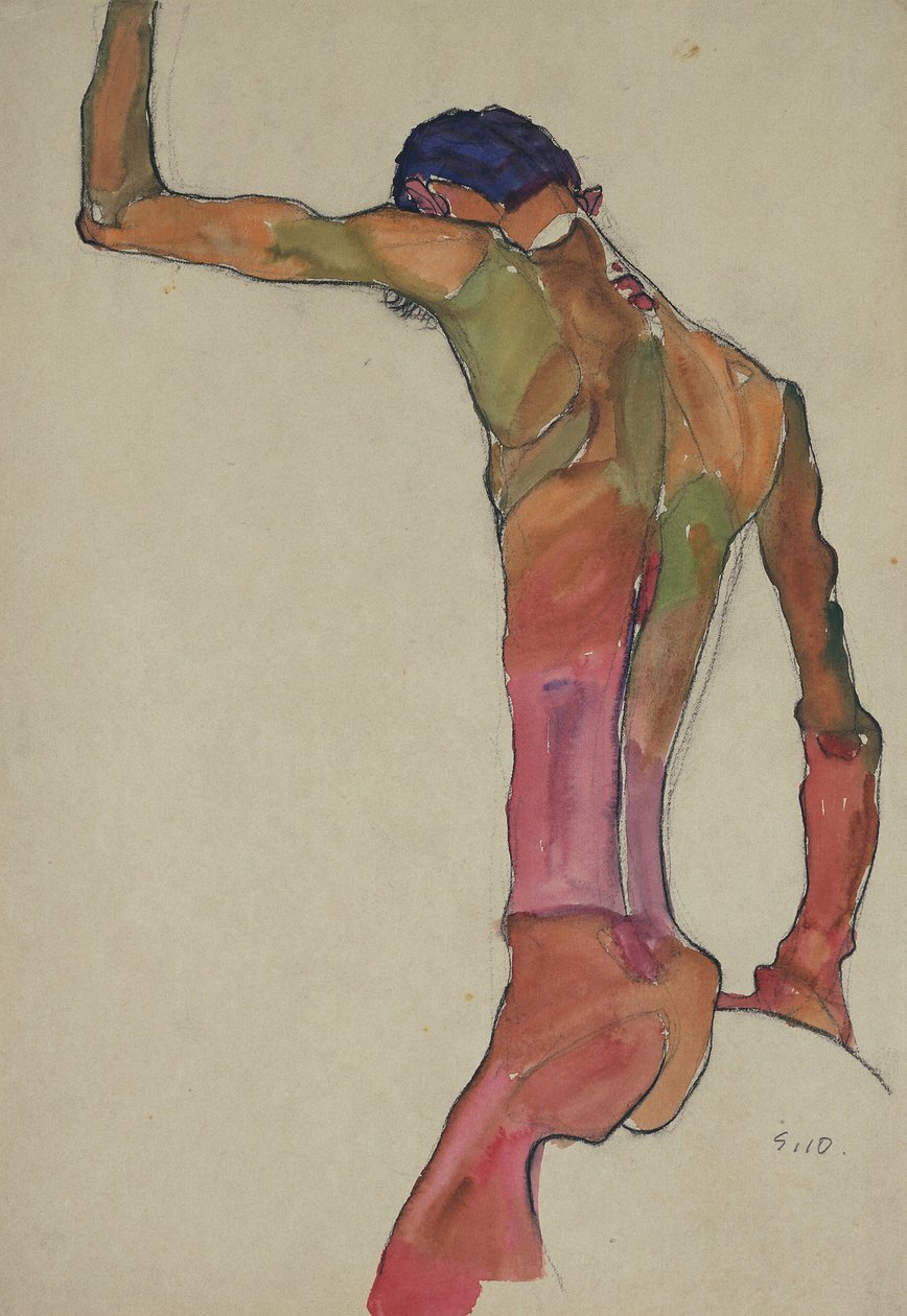 Nu masculino com o braço levantado de Egon Schiele