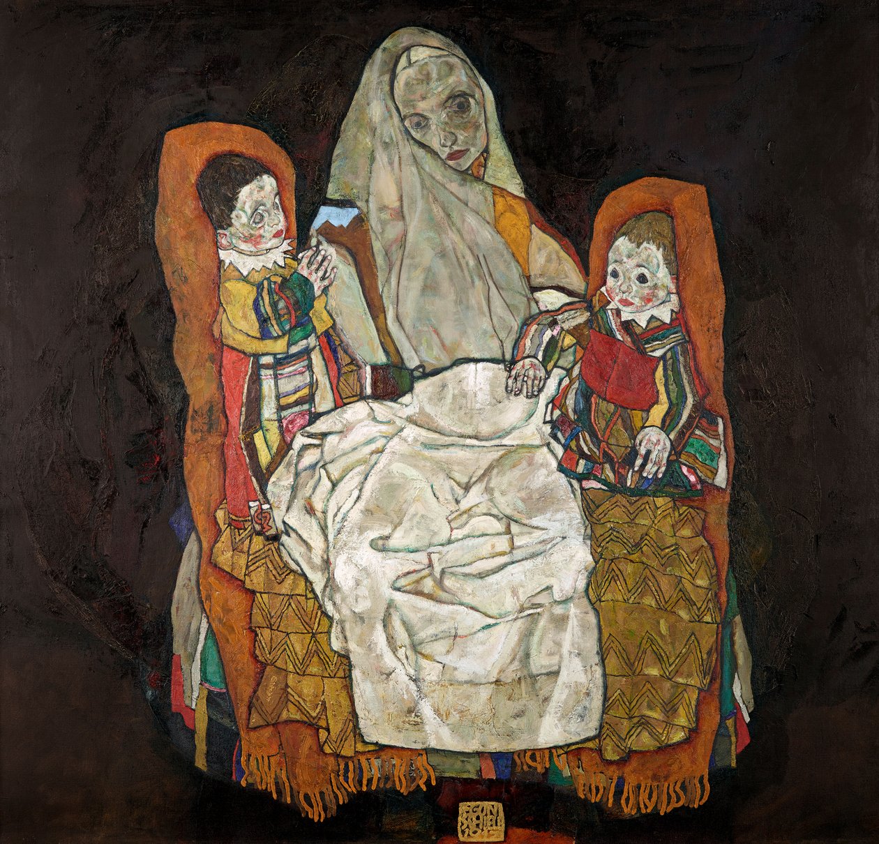 Mãe com dois filhos III, 1915-1917. de Egon Schiele