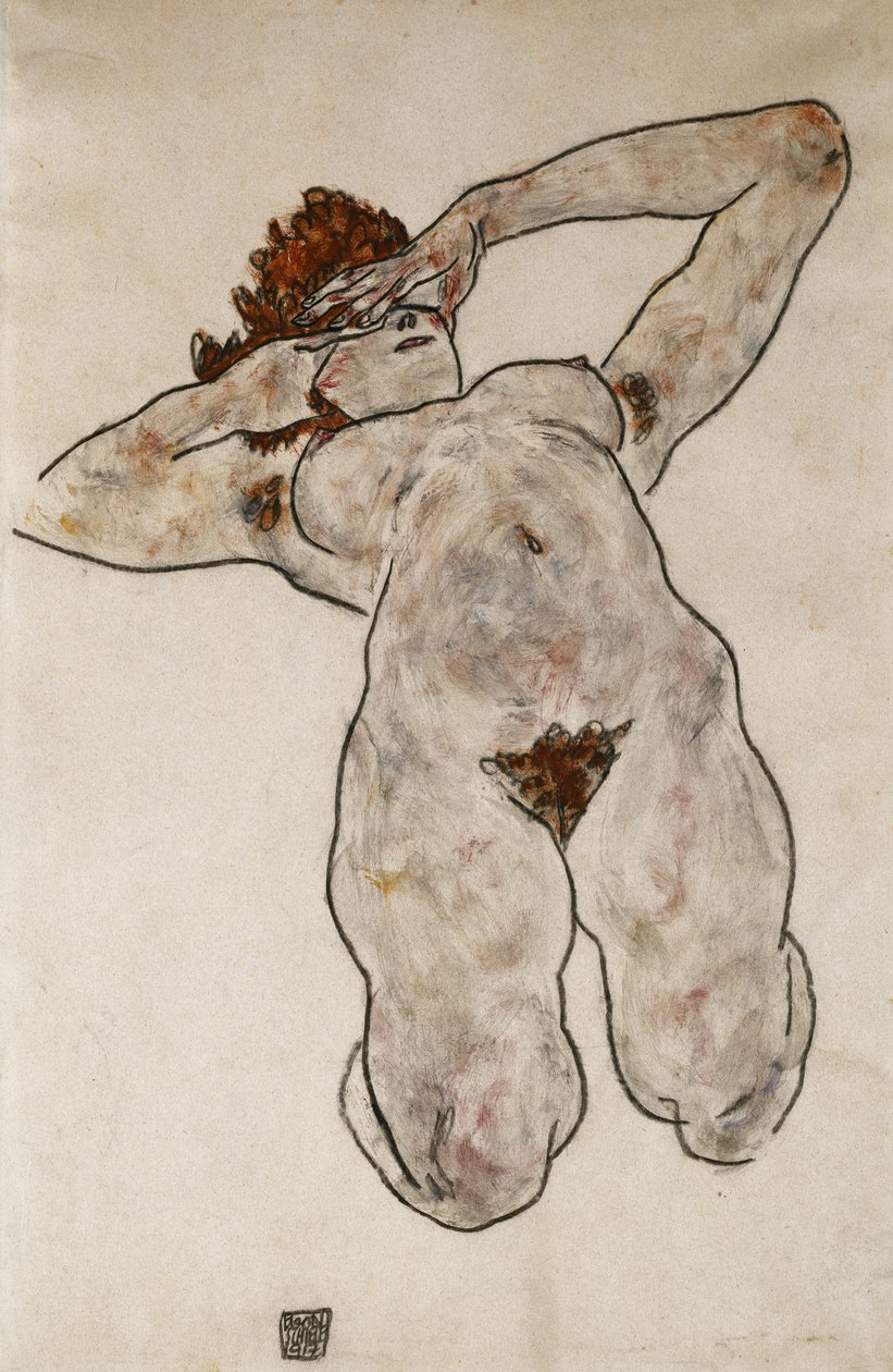 Nude deitado; Mentindo mulher nua, 1917 de Egon Schiele