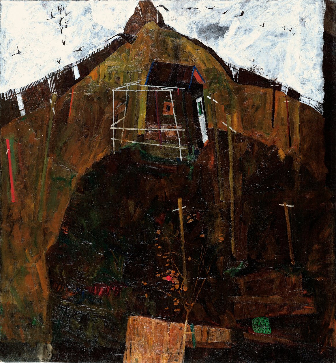 Paisagem com Corvos - Pintura de Egon Schiele (1890-1918) óleo sobre tela (95,8x89 cm) de Egon Schiele