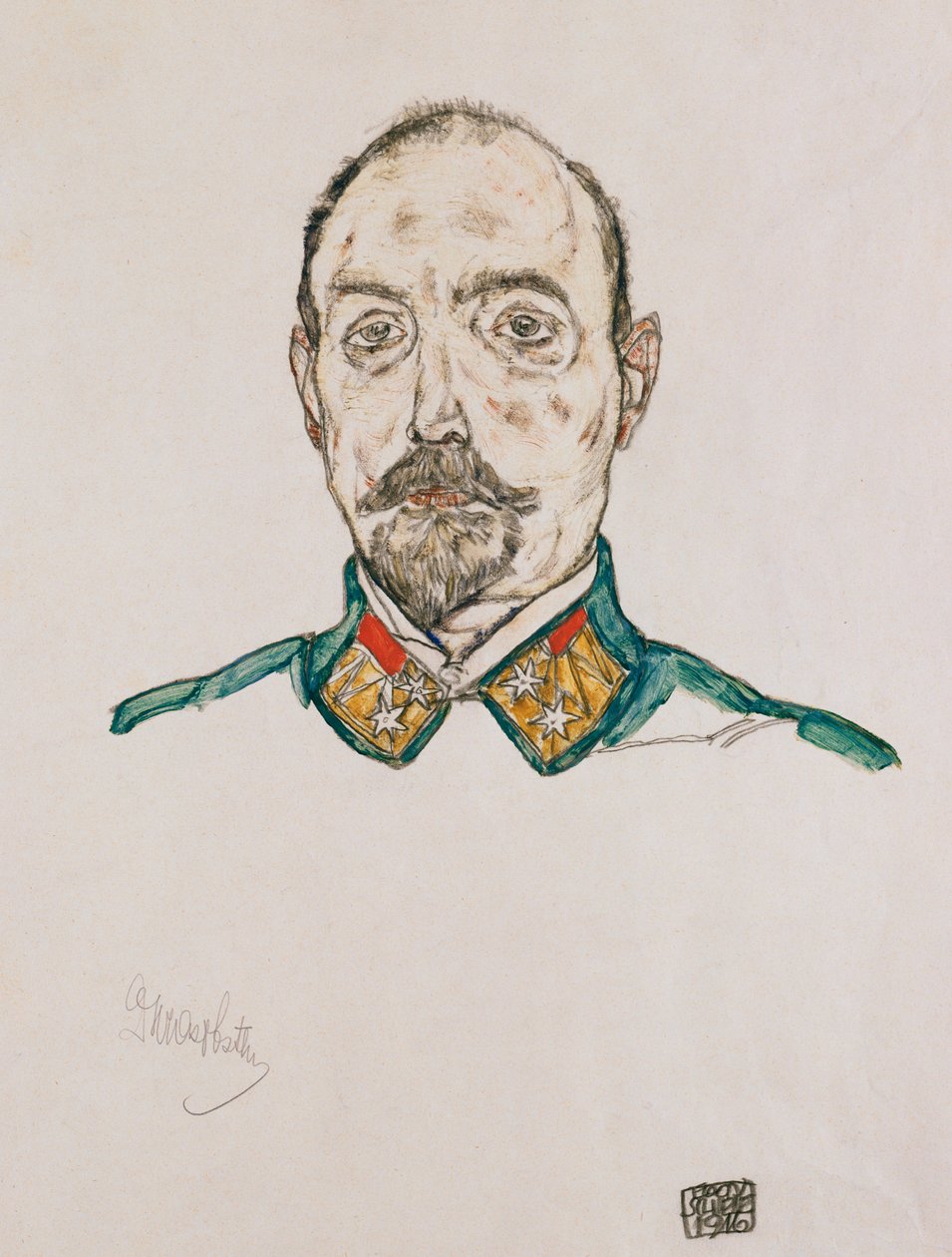 Retrato de um primeiro oficial, 1916 de Egon Schiele