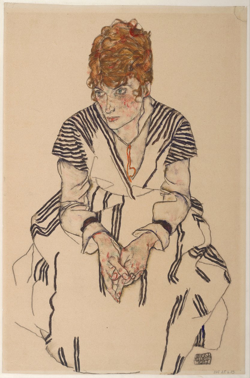 Retrato da cunhada de artistas, Adele Harms, 1917 de Egon Schiele