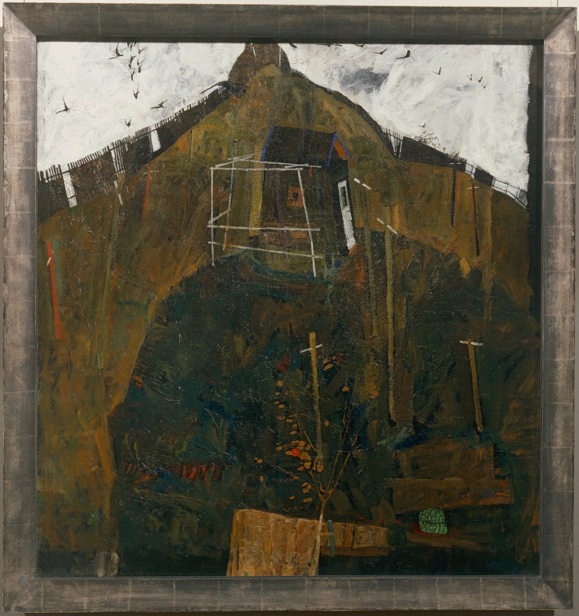 Rabenlandschaft, - Paisagem com corvos ... (óleo sobre tela) de Egon Schiele