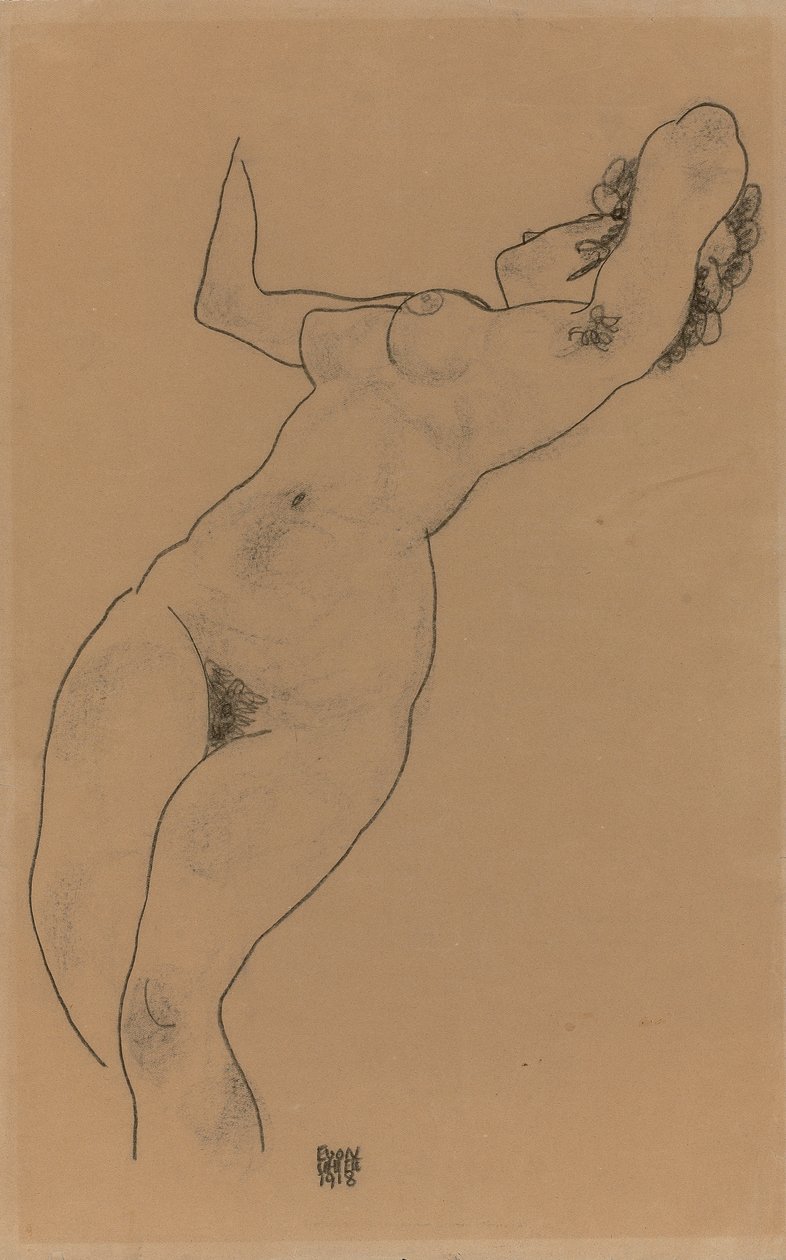 Nude reclinado; Mentir, 1918 de Egon Schiele