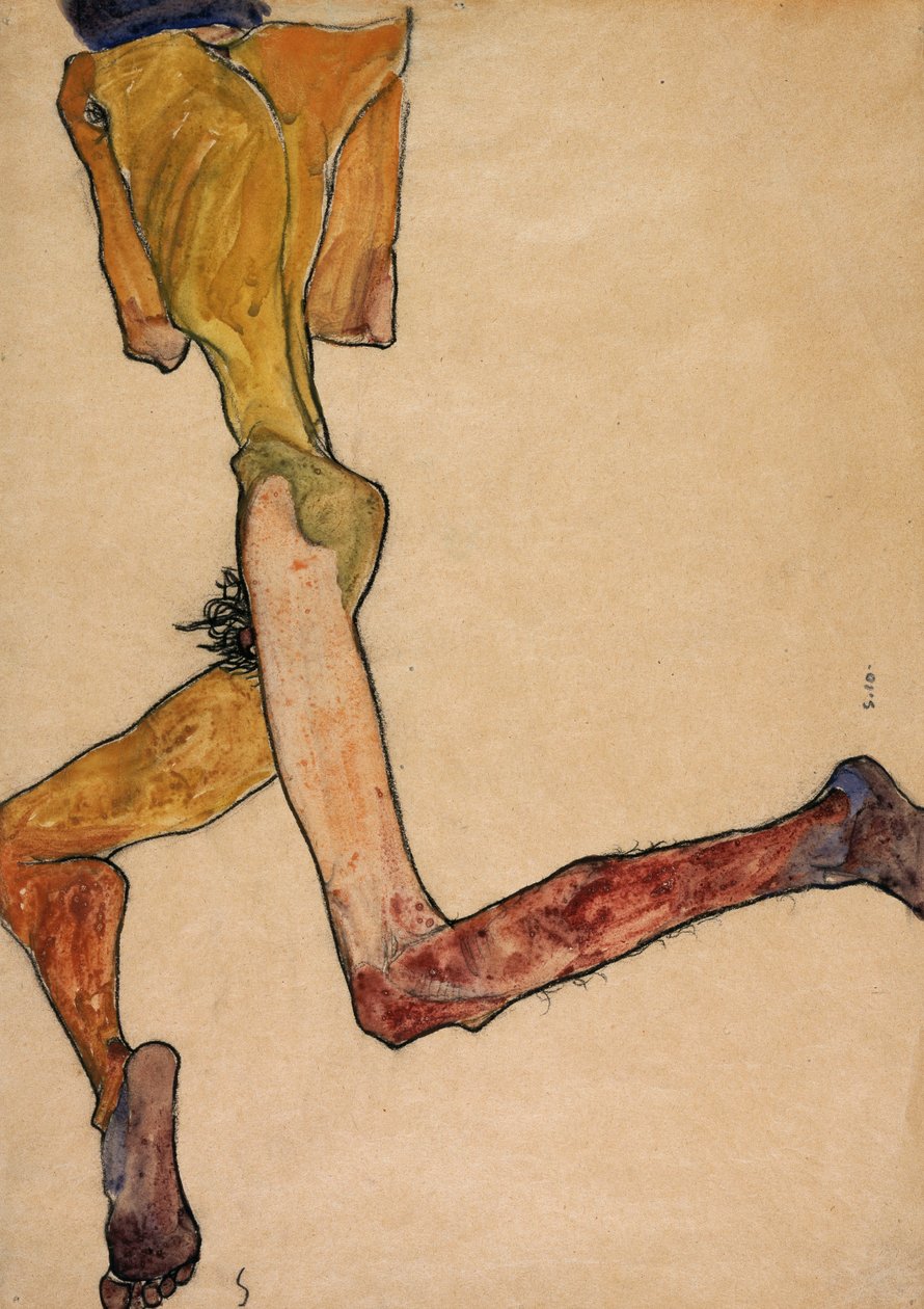 Homem nu reclinado, 1910 de Egon Schiele