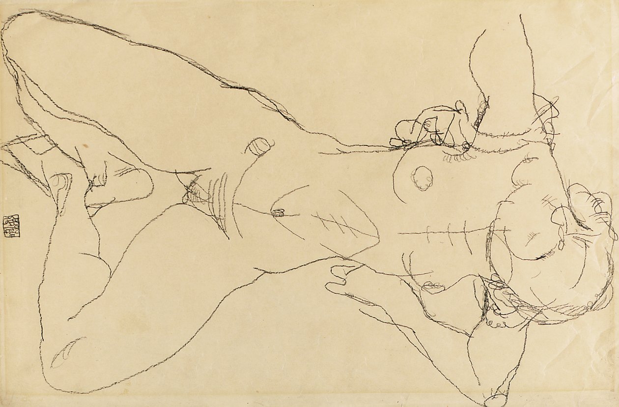 Nu feminino reclinado, 1914 de Egon Schiele