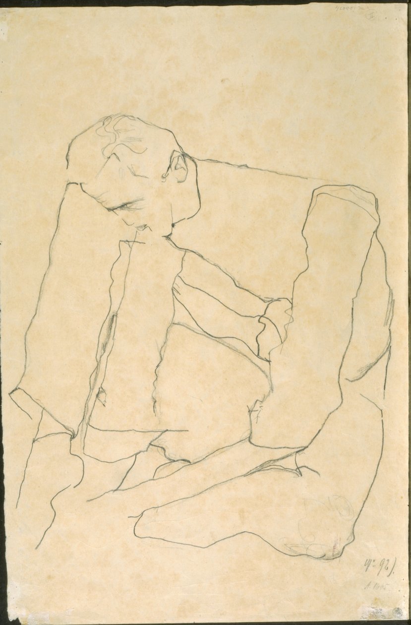 Homem Sentado (verso) de Egon Schiele