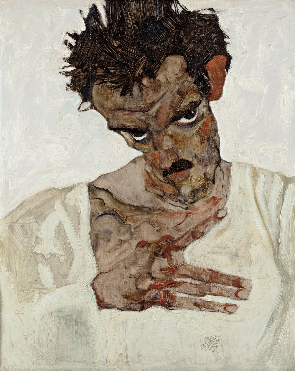 Auto-retrato com a cabeça baixa de Egon Schiele